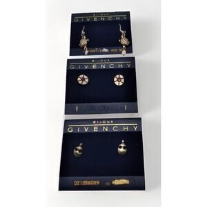 Givenchy Earrings Vintage 3 Pair Pirced Original Cards One Turtles Faux Pearls